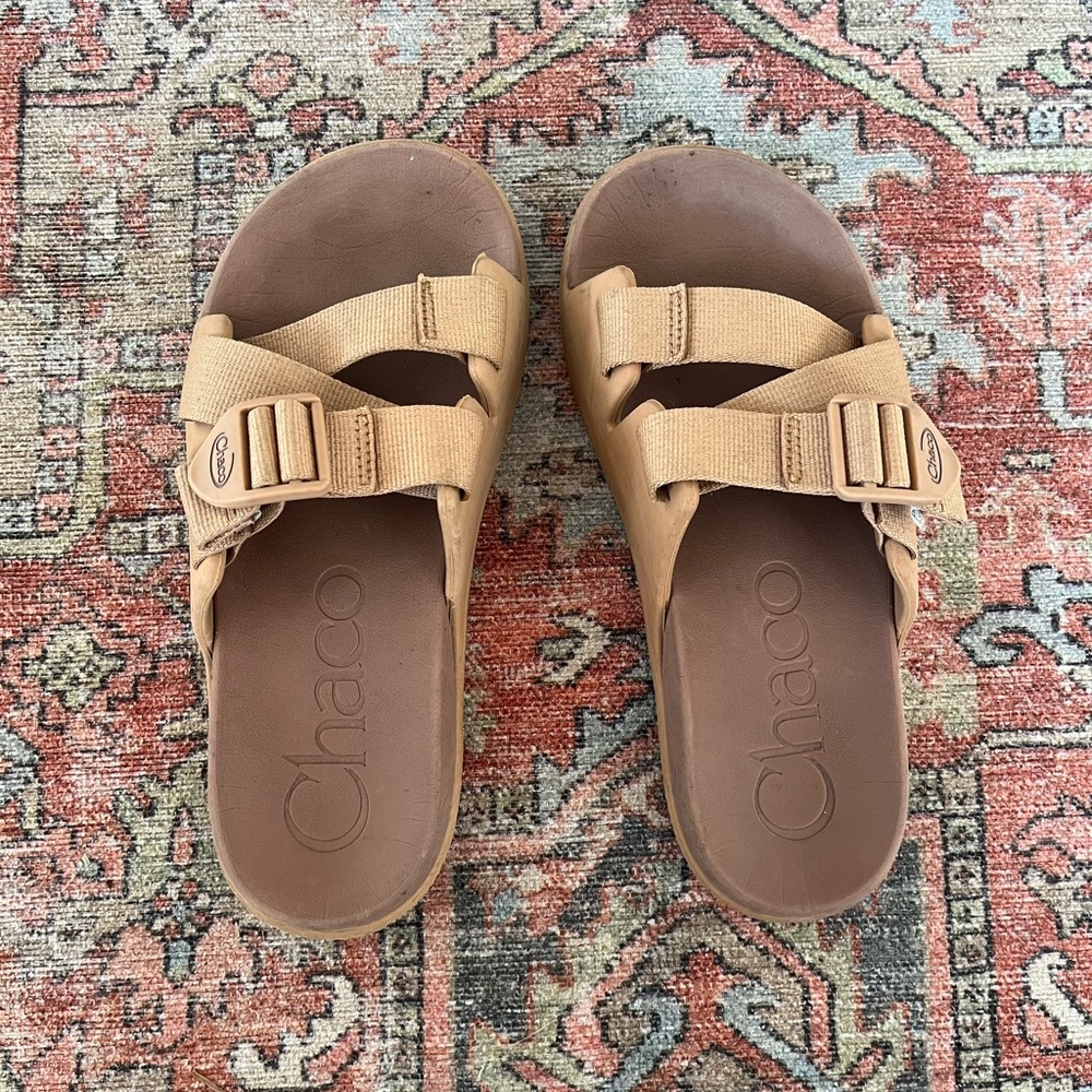 Chaco Beige Adjustable Slide Sandals